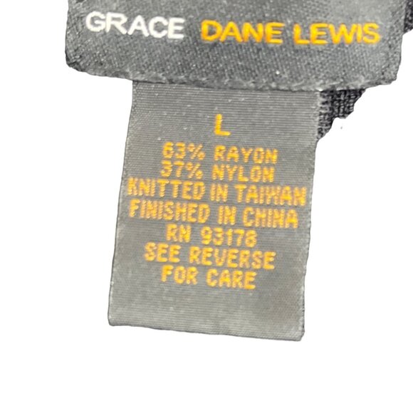 Grace Dane Lewis Large  Black/White Fine Knit Top Trim Zipper Front  86L - Picture 6 of 8